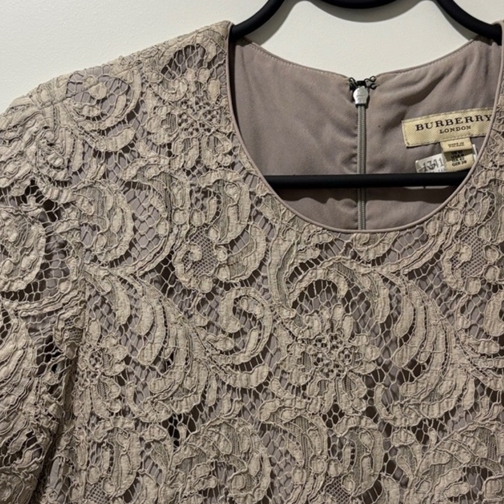 BURBERRY neutral dress silk and lace